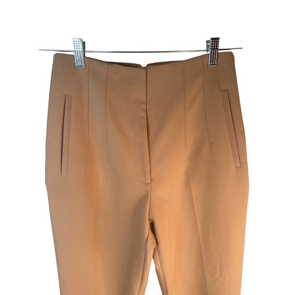 ZARA Camel Tan M High Waisted Tailored Trousers Side Pockets - Picture 9 of 14